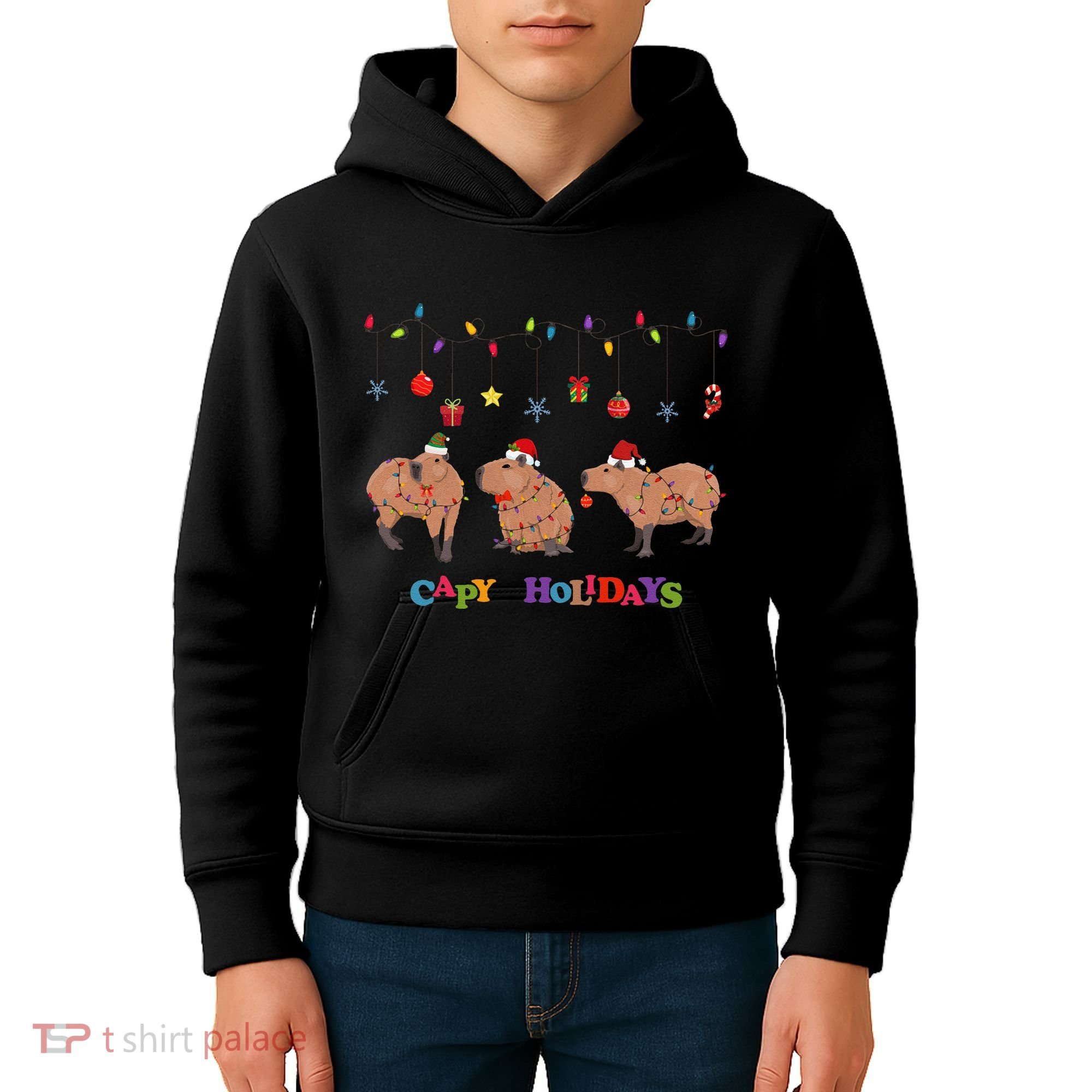 Capybara Merry Christmas Capy Holidays Capybara Christmas Kids Hoodie