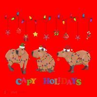 Capybara Merry Christmas Capy Holidays Capybara Christmas Santa Hat thumb 1