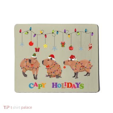 Capybara Merry Christmas Capy Holidays Capybara Christmas Mousepad