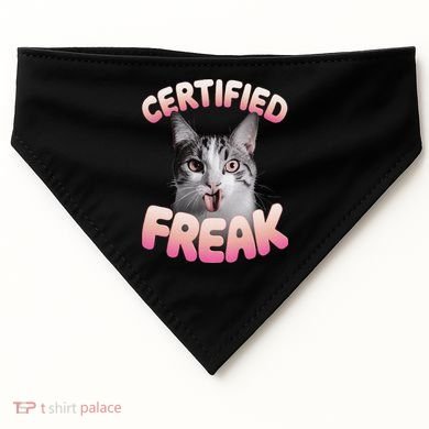 Cat Meme Certified Freak Eat Cement Cursed Cat Funny USA-Made Doggie Bandana