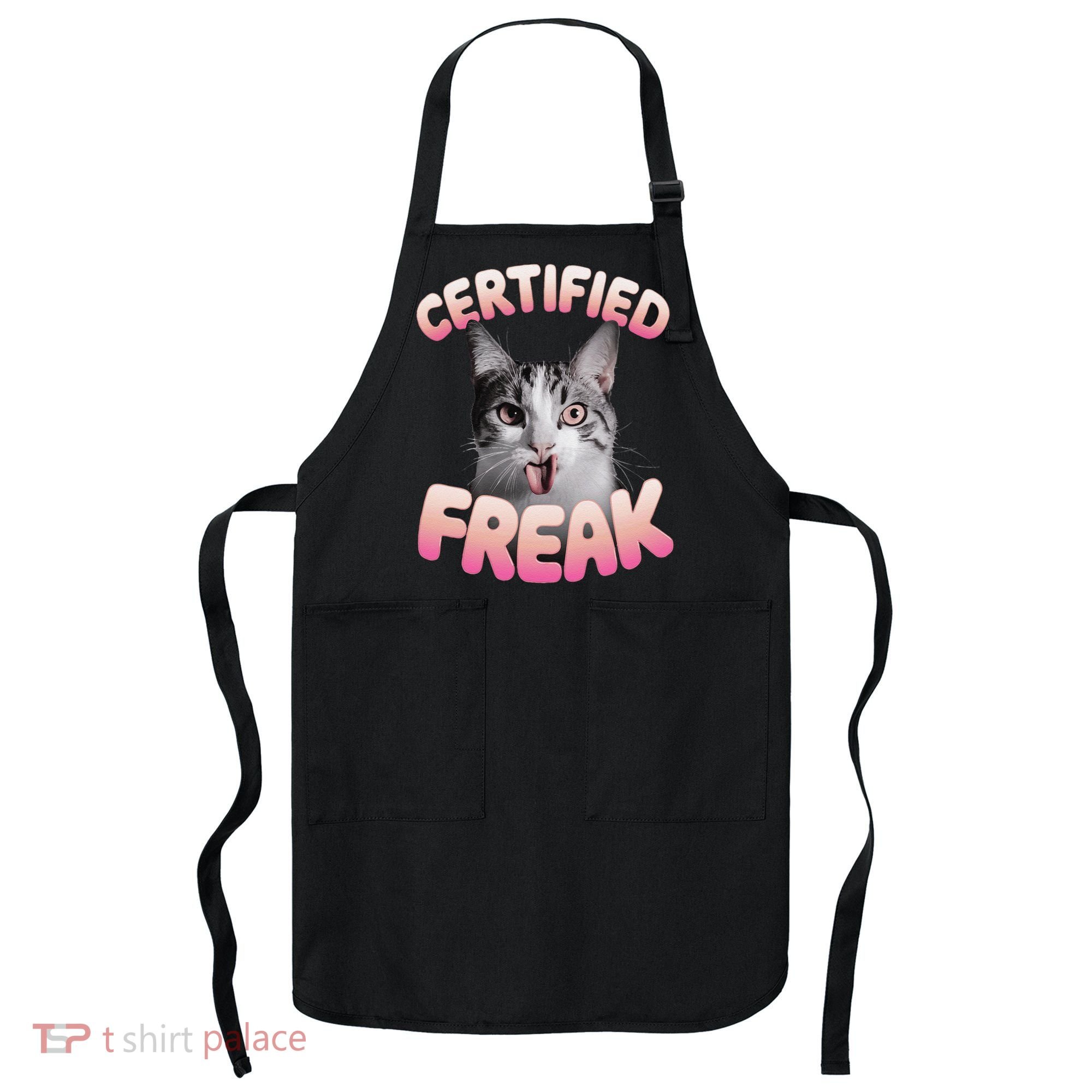 Cat Meme Certified Freak Eat Cement Cursed Cat Funny Apron