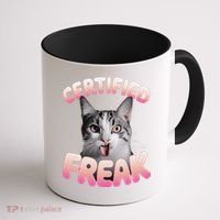 Cat Meme Certified Freak Eat Cement Cursed Cat Funny Coffee Mug thumb 1