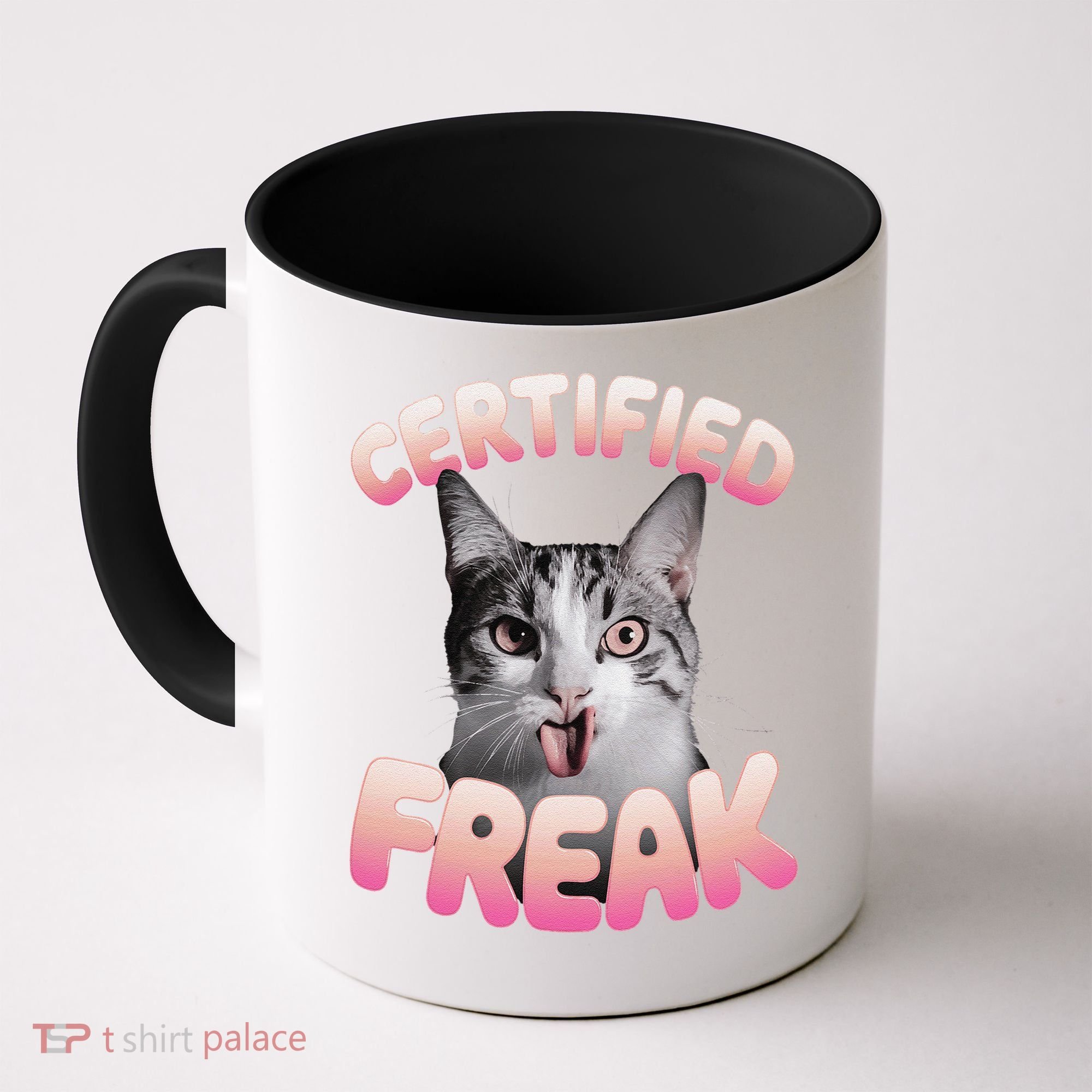 Cat Meme Certified Freak Eat Cement Cursed Cat Funny Coffee Mug