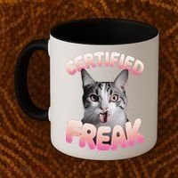 Cat Meme Certified Freak Eat Cement Cursed Cat Funny Coffee Mug thumb 2