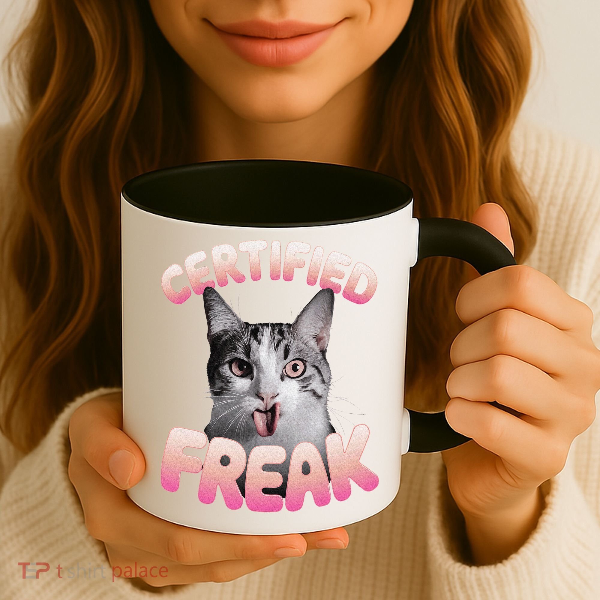 Cat Meme Certified Freak Eat Cement Cursed Cat Funny Coffee Mug