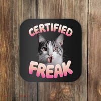 Cat Meme Certified Freak Eat Cement Cursed Cat Funny Coaster thumb 0