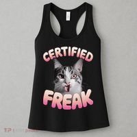 Cat Meme Certified Freak Eat Cement Cursed Cat Funny Women's Tank Top thumb 3