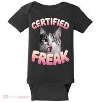 Cat Meme Certified Freak Eat Cement Cursed Cat Funny Baby Bodysuit thumb 0