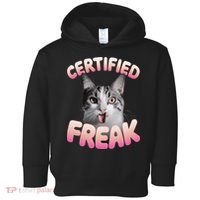 Cat Meme Certified Freak Eat Cement Cursed Cat Funny Toddler Hoodie thumb 0