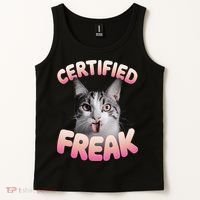 Cat Meme Certified Freak Eat Cement Cursed Cat Funny Tank Top thumb 2