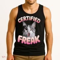 Cat Meme Certified Freak Eat Cement Cursed Cat Funny Tank Top thumb 3
