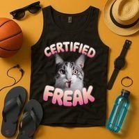 Cat Meme Certified Freak Eat Cement Cursed Cat Funny Tank Top thumb 4