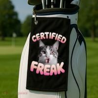 Cat Meme Certified Freak Eat Cement Cursed Cat Funny Golf Towel thumb 2
