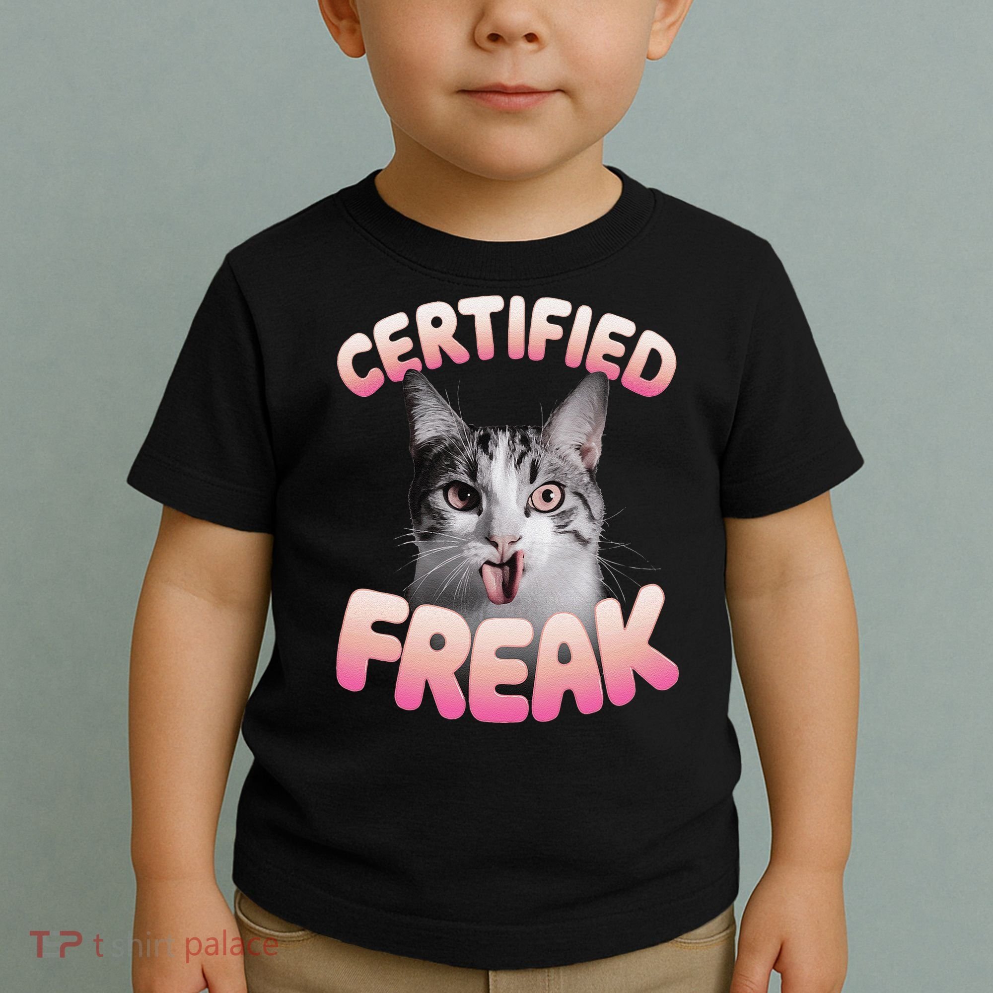 Cat Meme Certified Freak Eat Cement Cursed Cat Funny Toddler T-Shirt