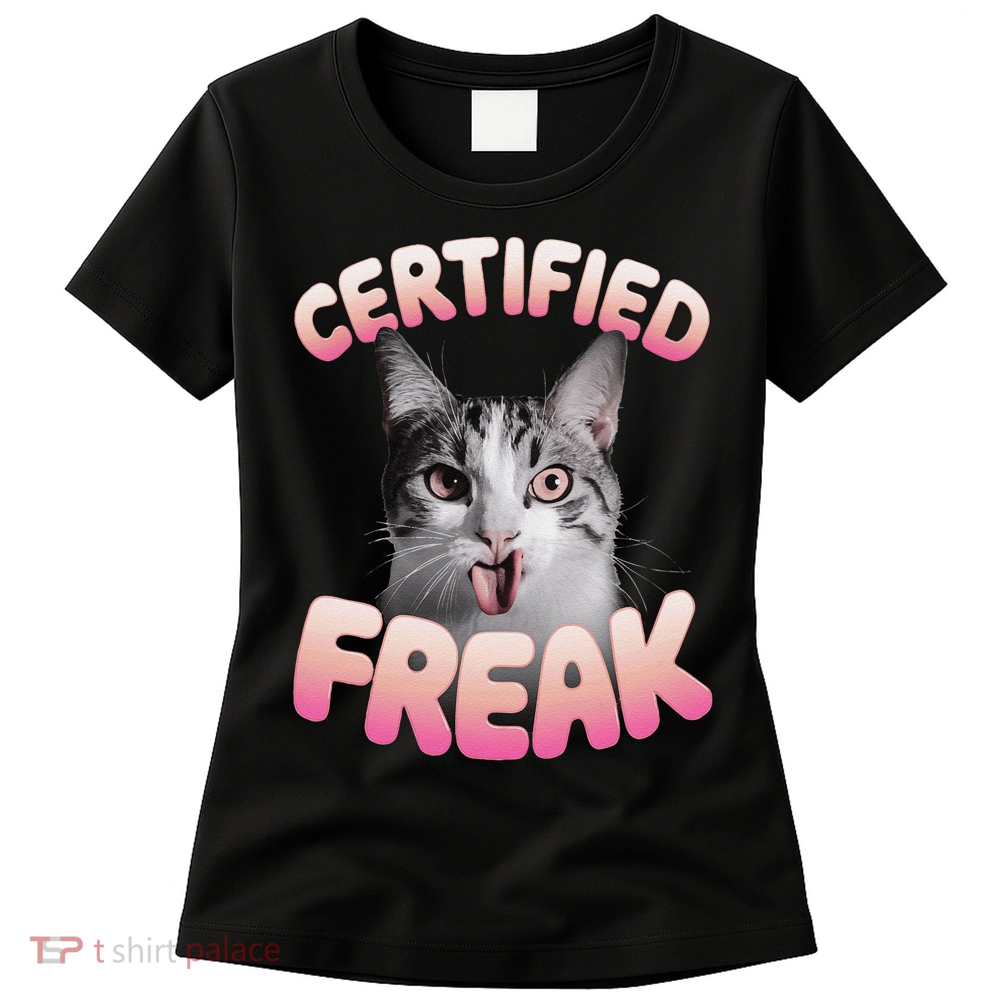 Cat Meme Certified Freak Eat Cement Cursed Cat Funny Women's T-Shirt