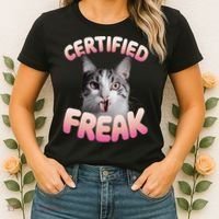 Cat Meme Certified Freak Eat Cement Cursed Cat Funny Women's T-Shirt thumb 2