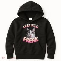 Cat Meme Certified Freak Eat Cement Cursed Cat Funny Kids Hoodie thumb 0
