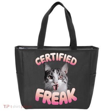 Cat Meme Certified Freak Eat Cement Cursed Cat Funny Tote Bag