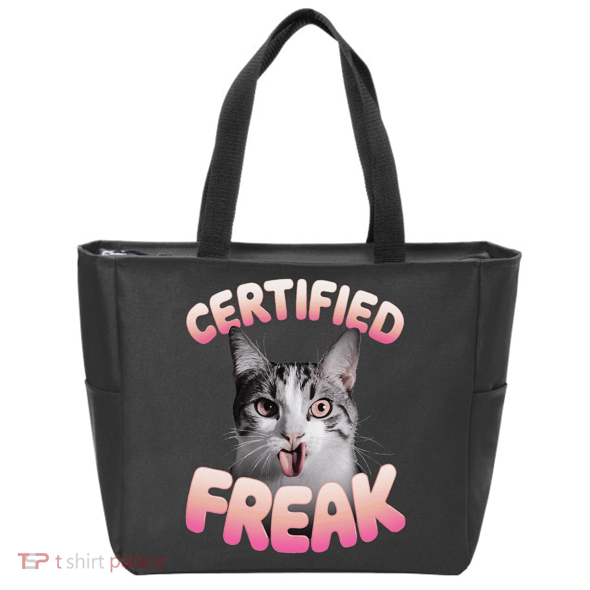 Cat Meme Certified Freak Eat Cement Cursed Cat Funny Tote Bag