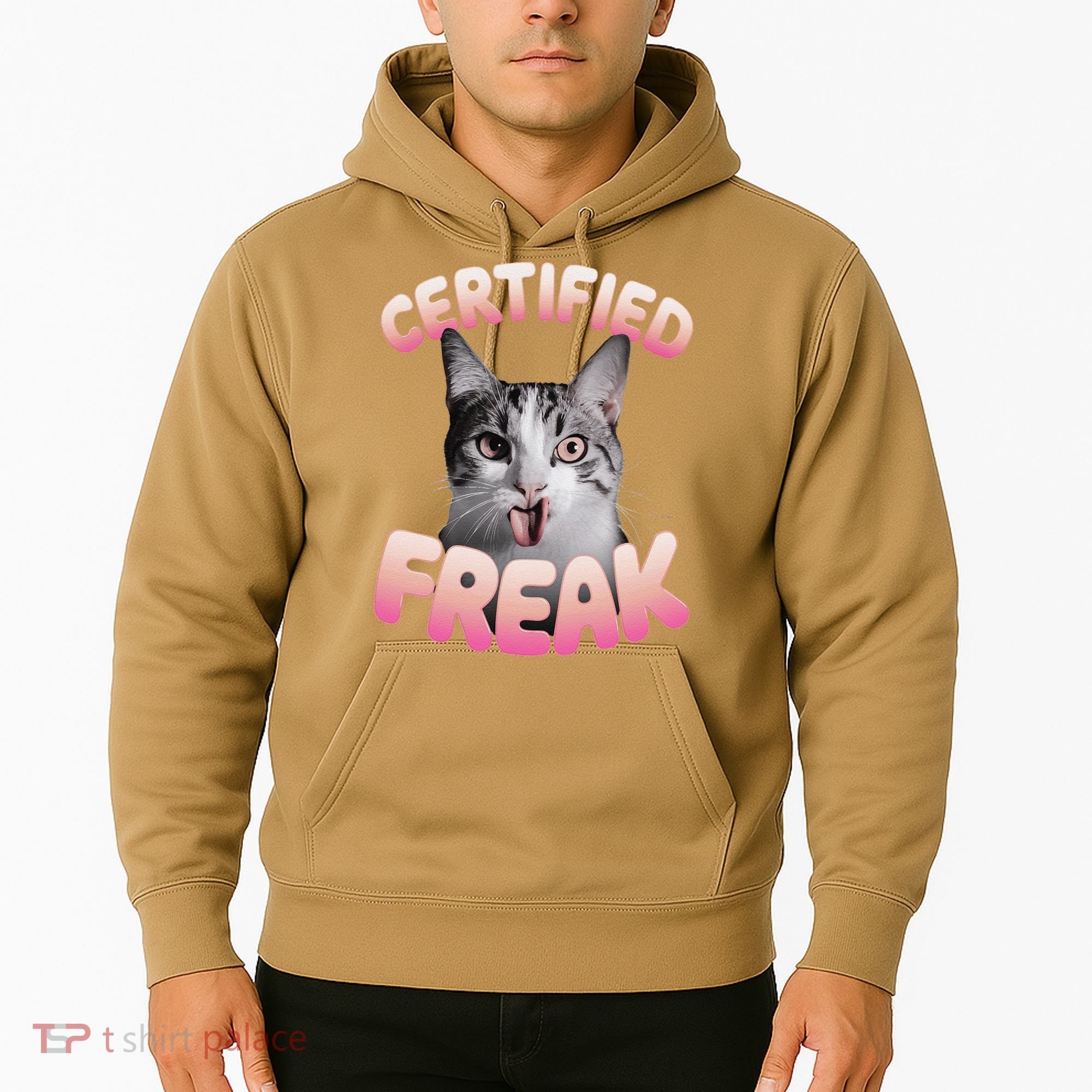 Cat Meme Certified Freak Eat Cement Cursed Cat Funny Hoodie