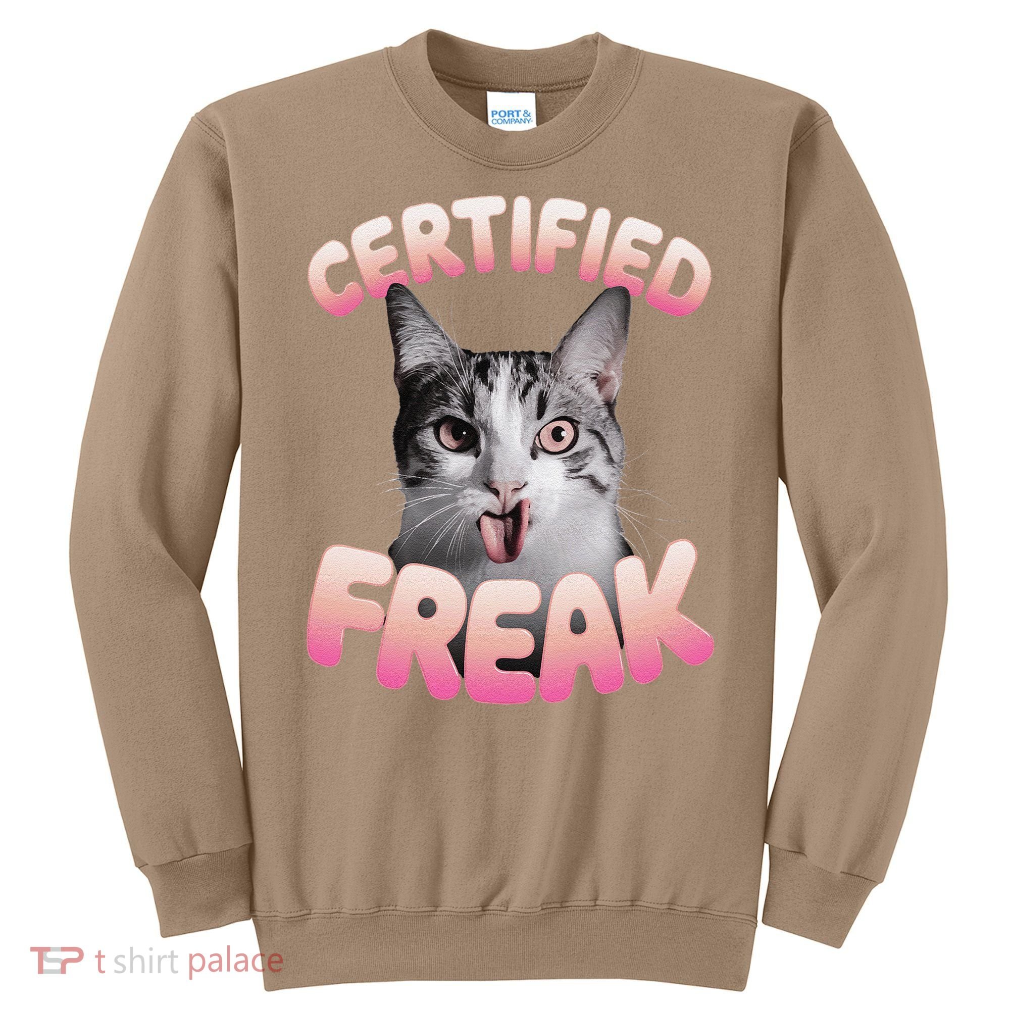 Cat Meme Certified Freak Eat Cement Cursed Cat Funny Sweatshirt