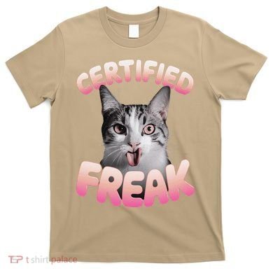 Cat Meme Certified Freak Eat Cement Cursed Cat Funny T-Shirt