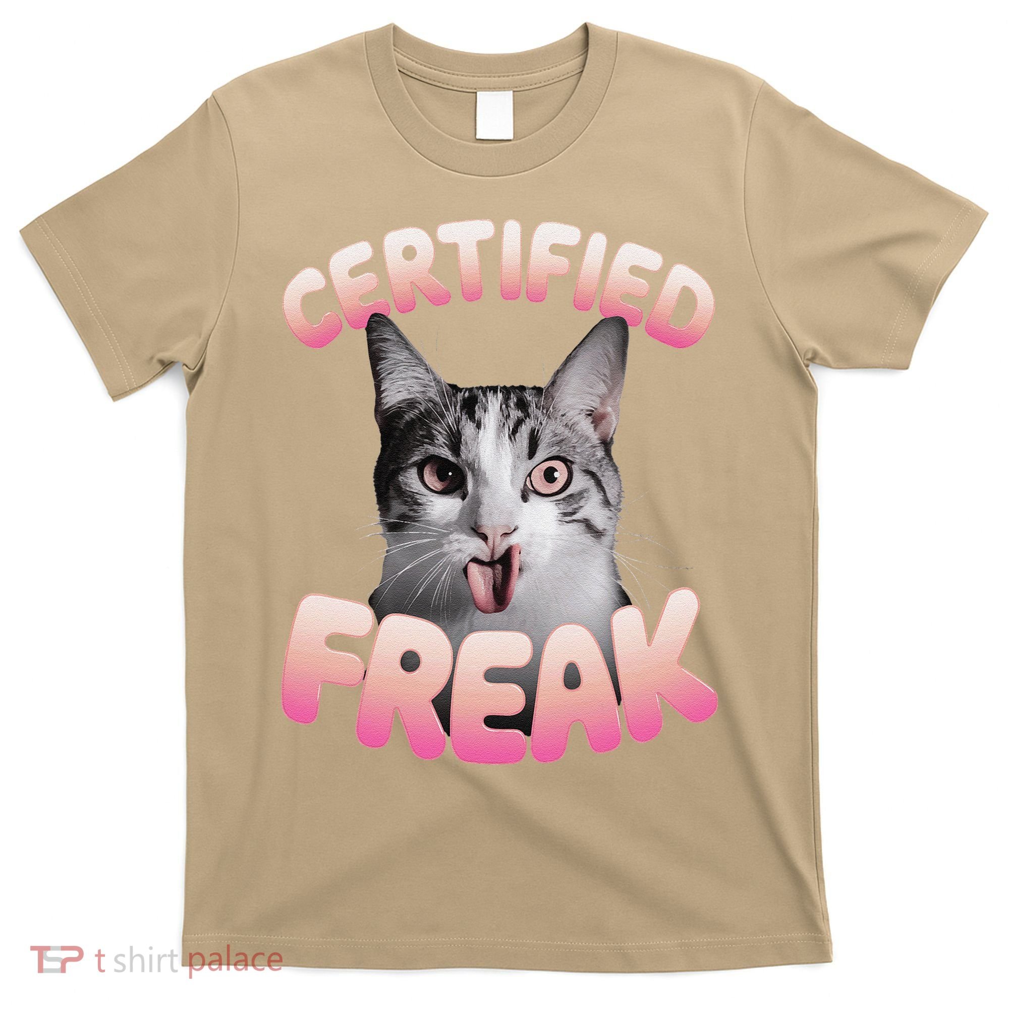 Cat Meme Certified Freak Eat Cement Cursed Cat Funny T-Shirt