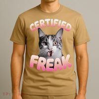 Cat Meme Certified Freak Eat Cement Cursed Cat Funny T-Shirt thumb 3