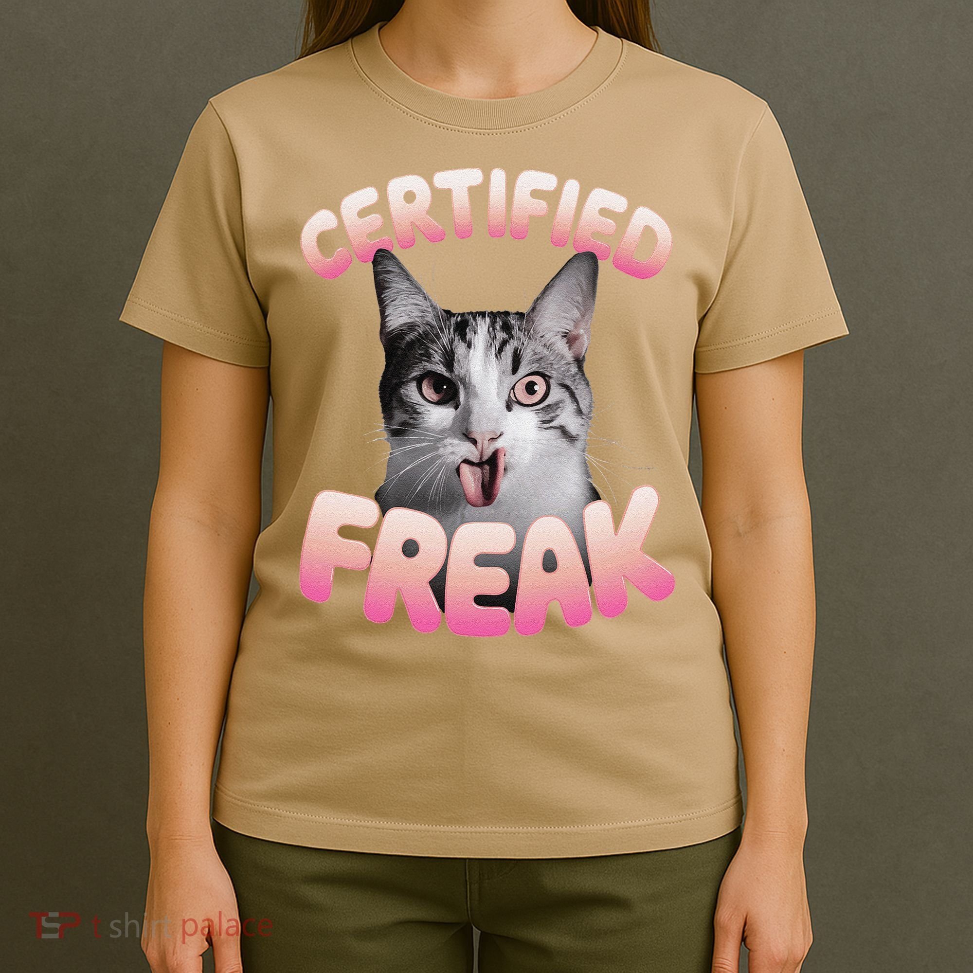 Cat Meme Certified Freak Eat Cement Cursed Cat Funny T-Shirt
