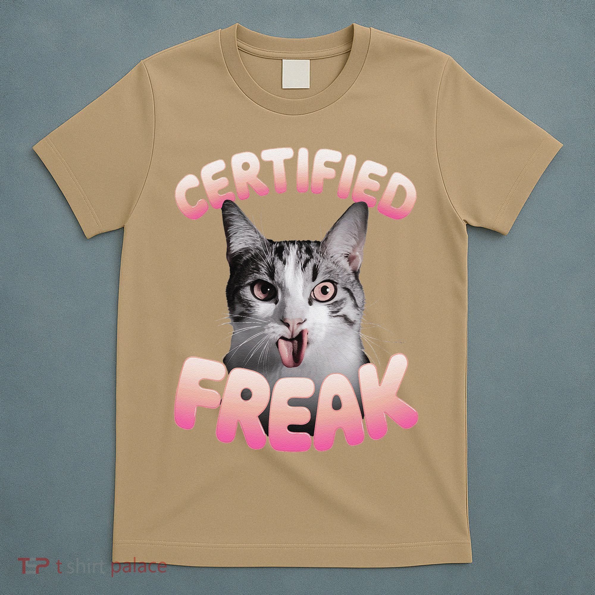 Cat Meme Certified Freak Eat Cement Cursed Cat Funny T-Shirt
