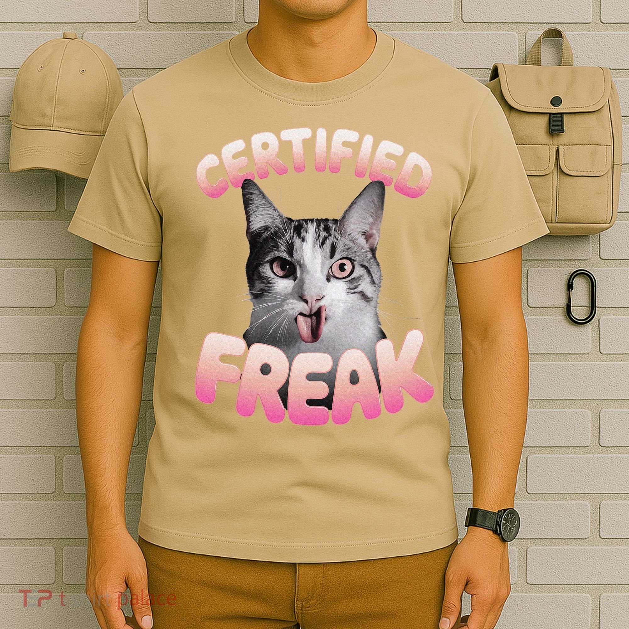Cat Meme Certified Freak Eat Cement Cursed Cat Funny T-Shirt