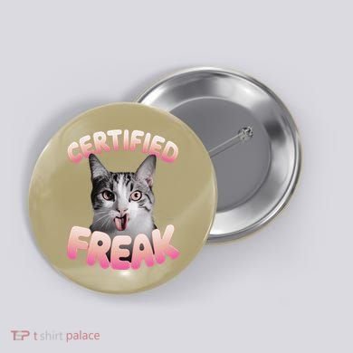 Cat Meme Certified Freak Eat Cement Cursed Cat Funny Button