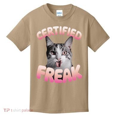 Cat Meme Certified Freak Eat Cement Cursed Cat Funny Kids T-Shirt