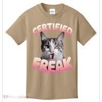 Cat Meme Certified Freak Eat Cement Cursed Cat Funny Kids T-Shirt thumb 0