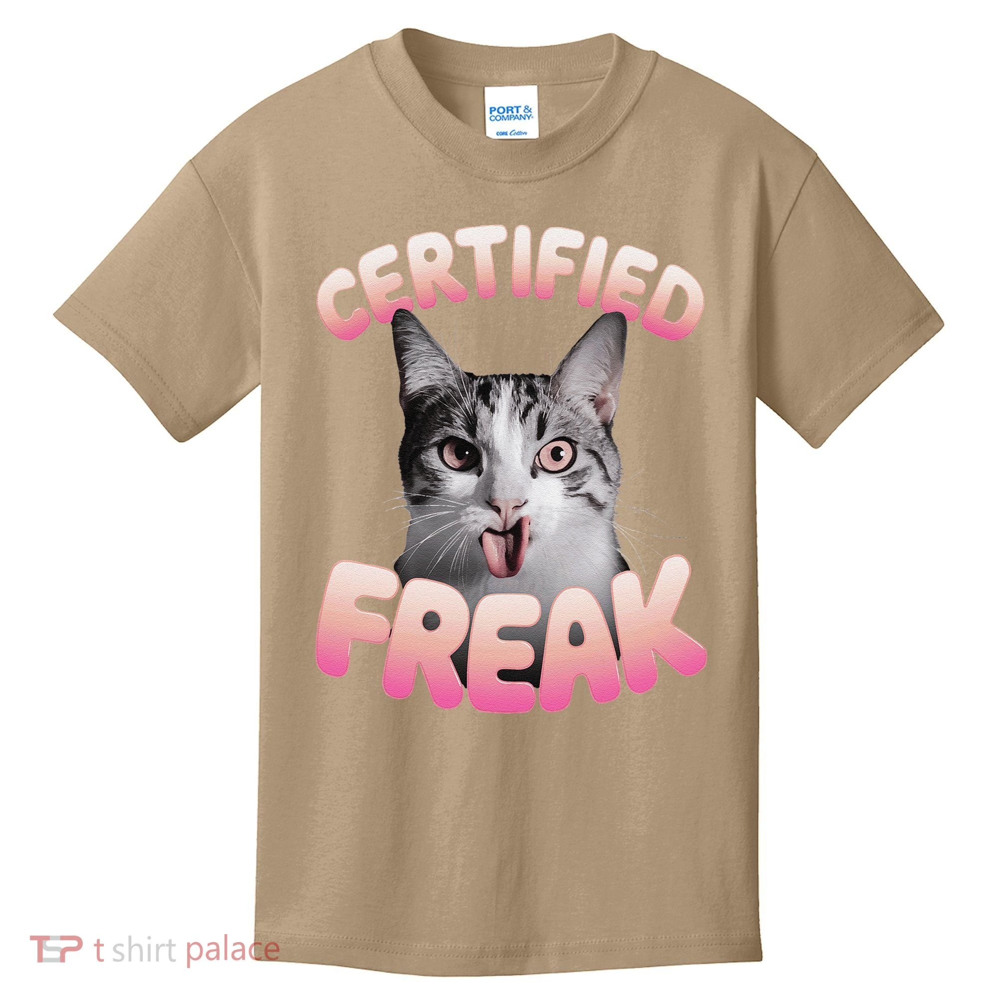 Cat Meme Certified Freak Eat Cement Cursed Cat Funny Kids T-Shirt