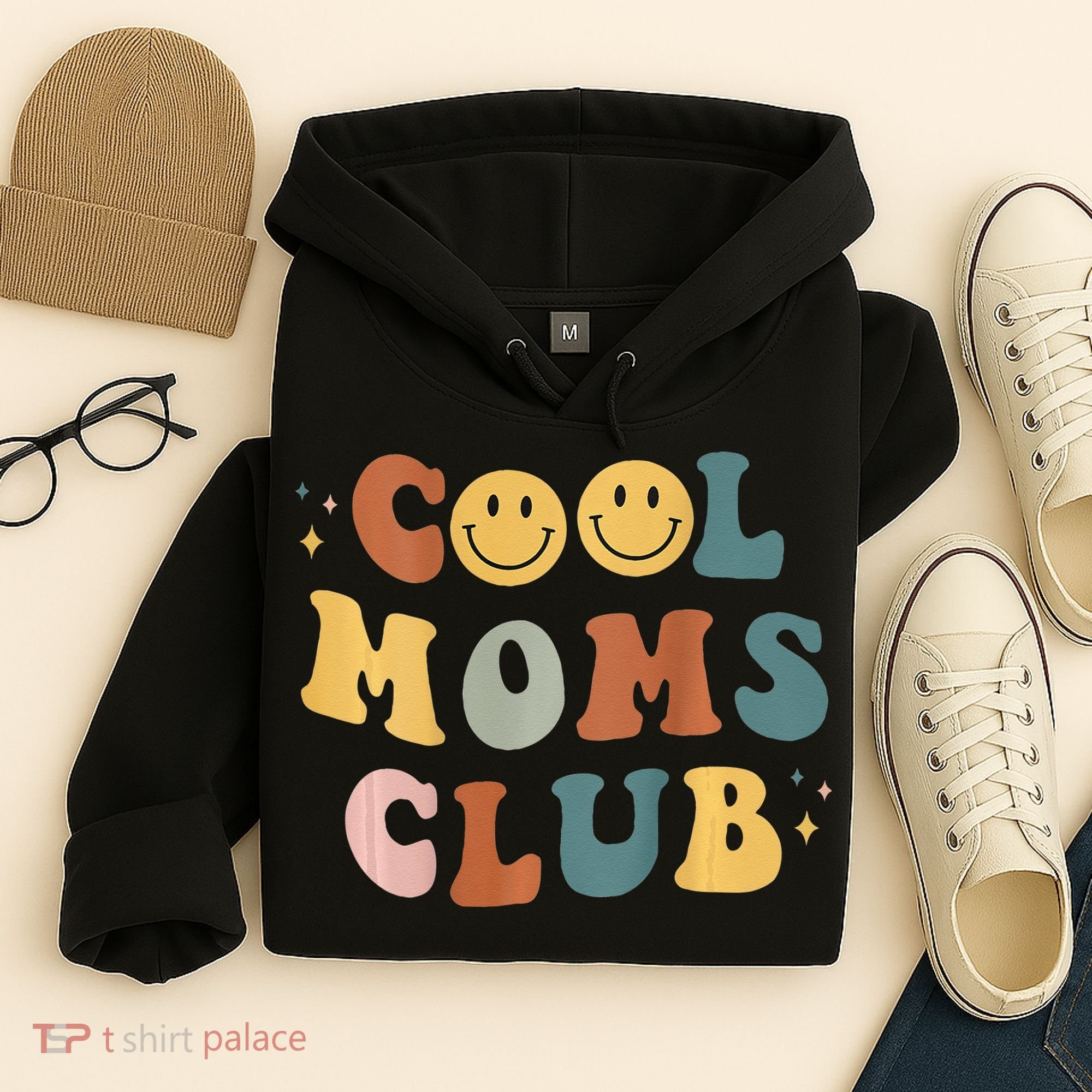 Cool Moms Club ON BACK Print Hoodie