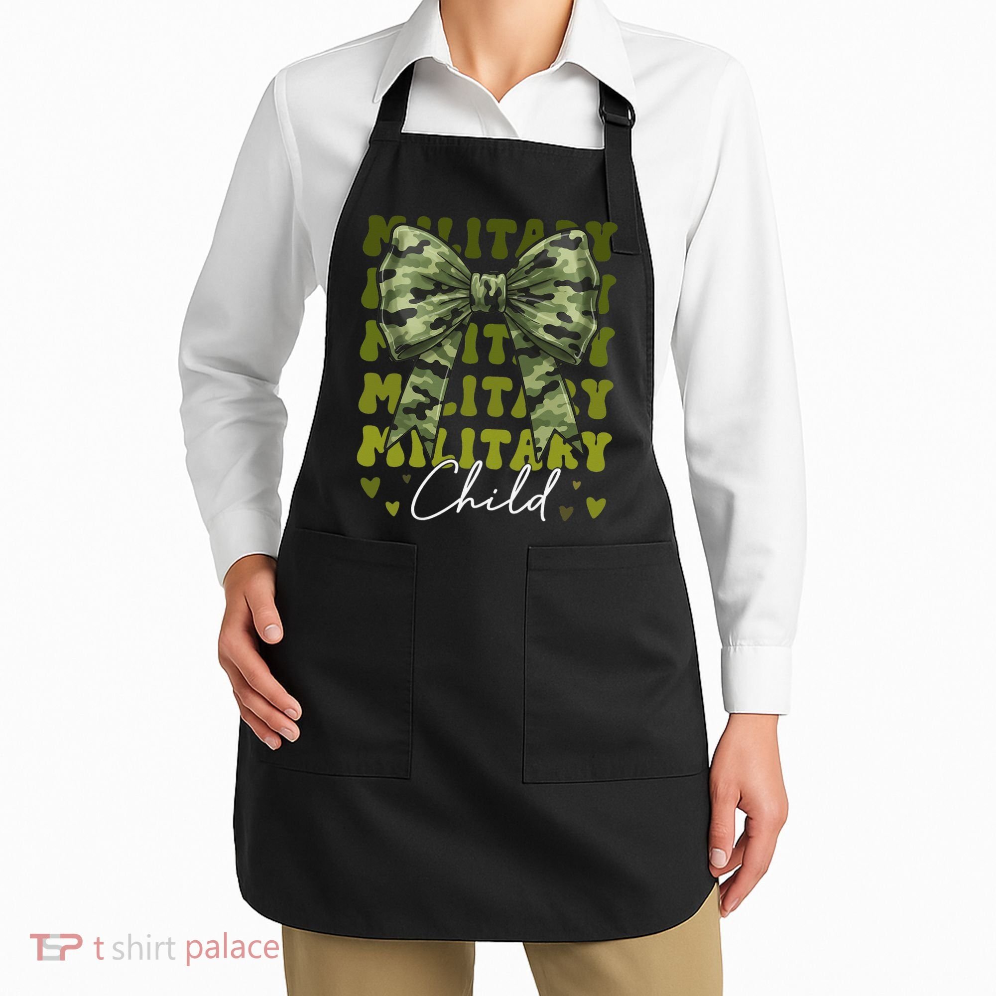 Camouflage Military Child Coquette Bow Camo Apron