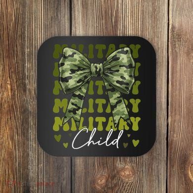 Camouflage Military Child Coquette Bow Camo Coaster