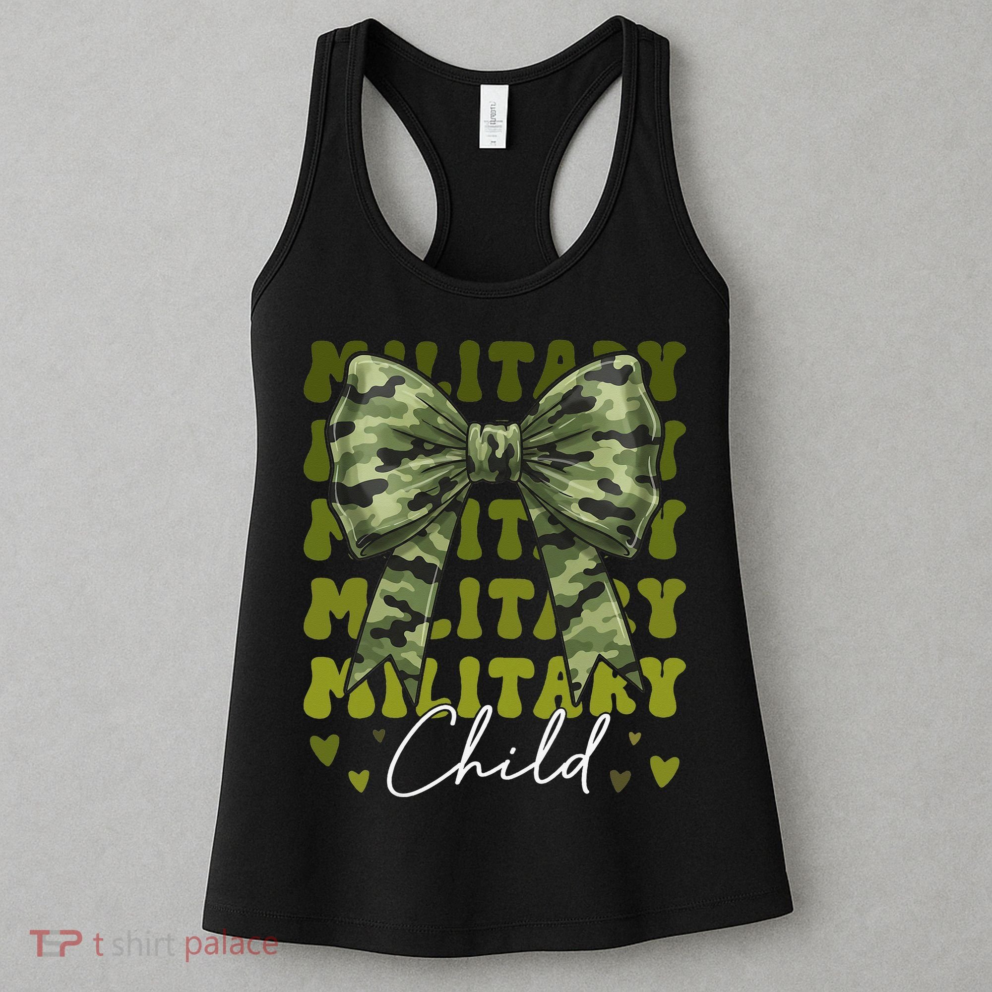 Camouflage Military Child Coquette Bow Camo Women's Tank Top
