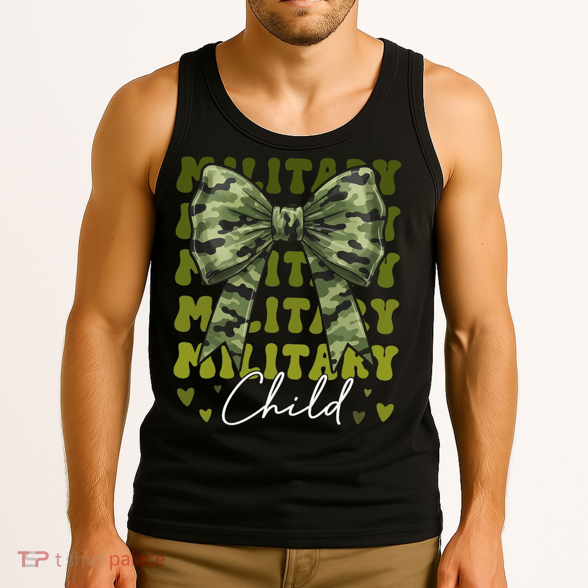 Camouflage Military Child Coquette Bow Camo Tank Top