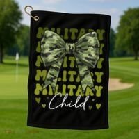 Camouflage Military Child Coquette Bow Camo Golf Towel thumb 1