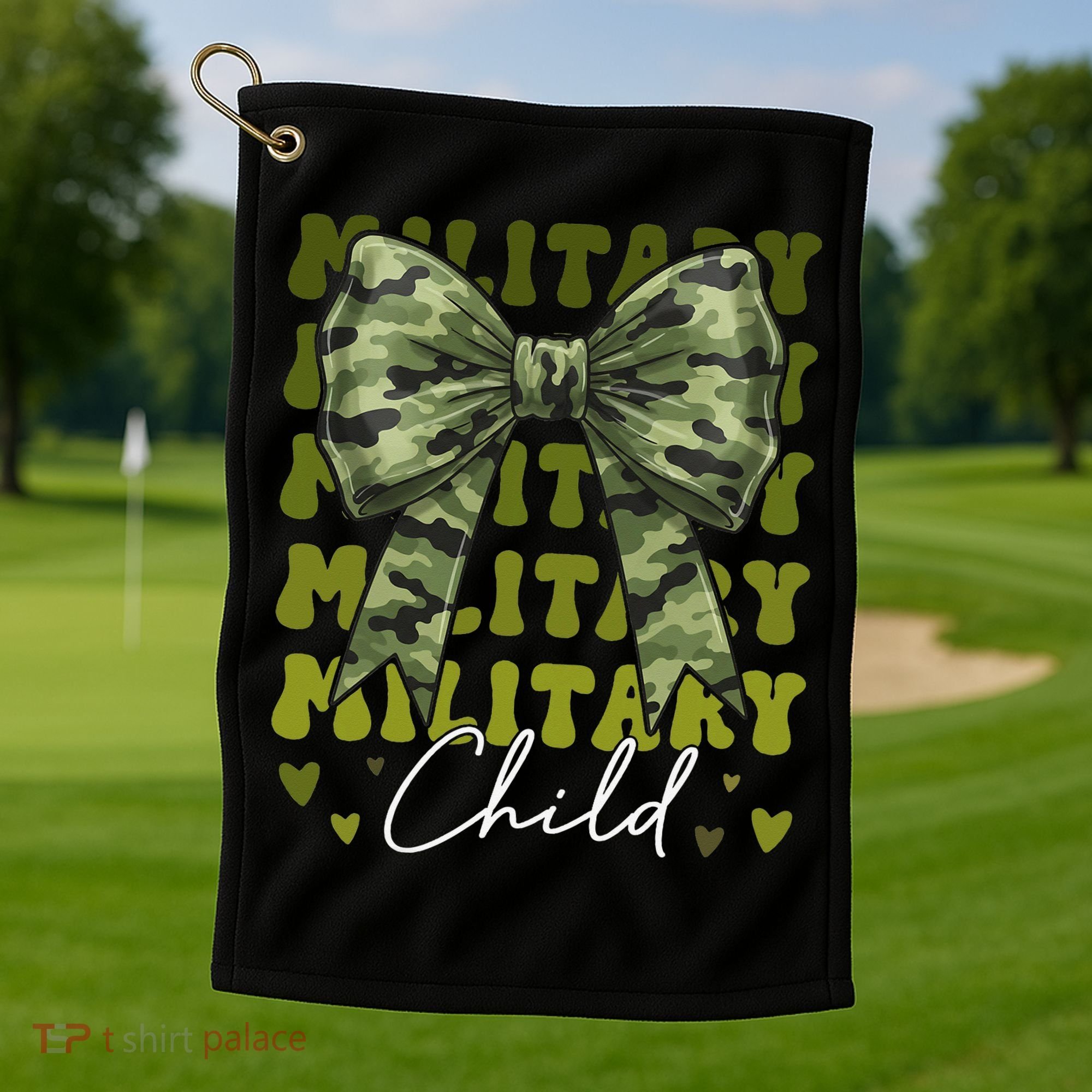 Camouflage Military Child Coquette Bow Camo Golf Towel