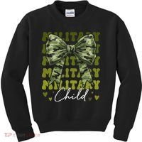 Camouflage Military Child Coquette Bow Camo Kids Sweatshirt thumb 0