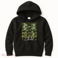 Camouflage Military Child Coquette Bow Camo Kids Hoodie thumb 0