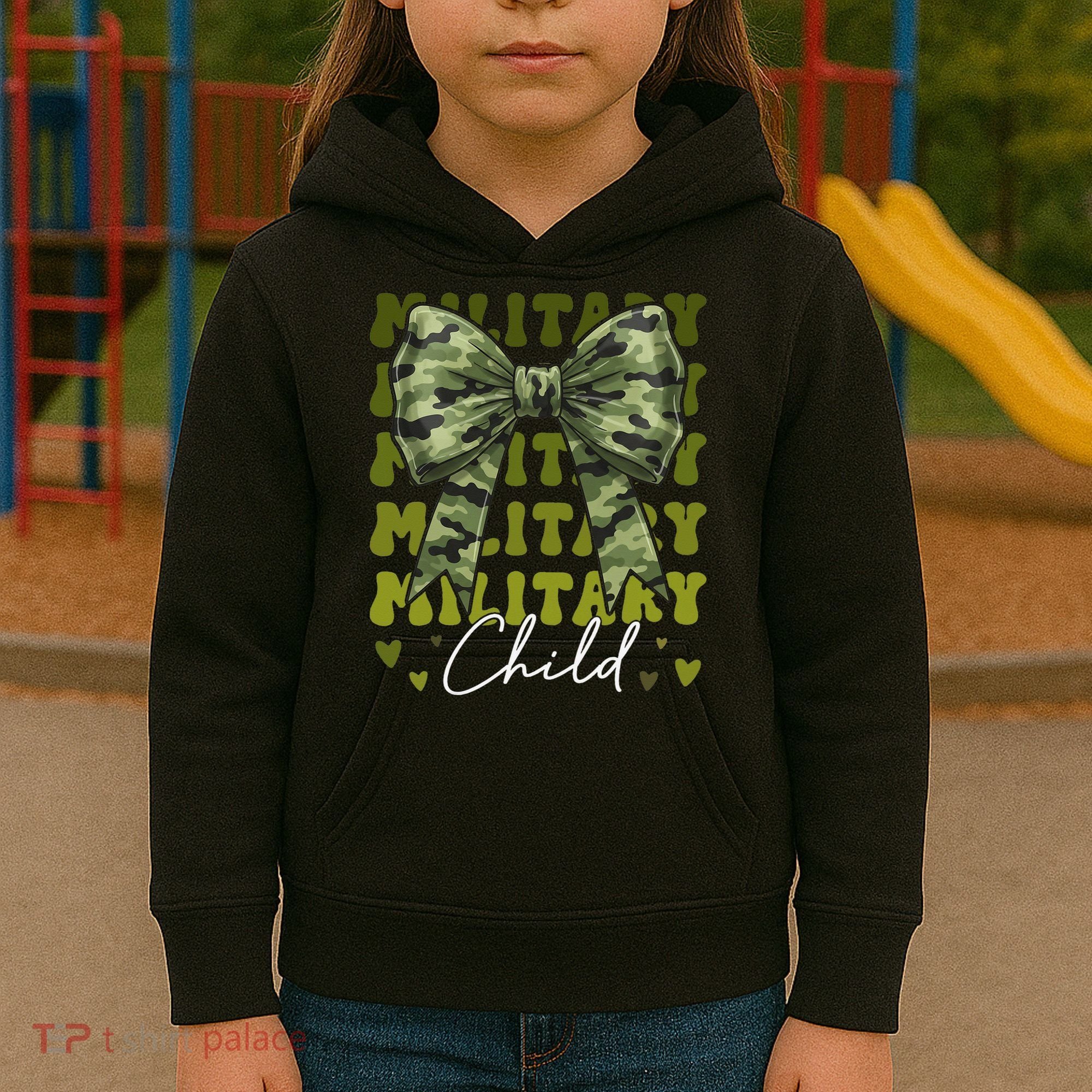Camouflage Military Child Coquette Bow Camo Kids Hoodie