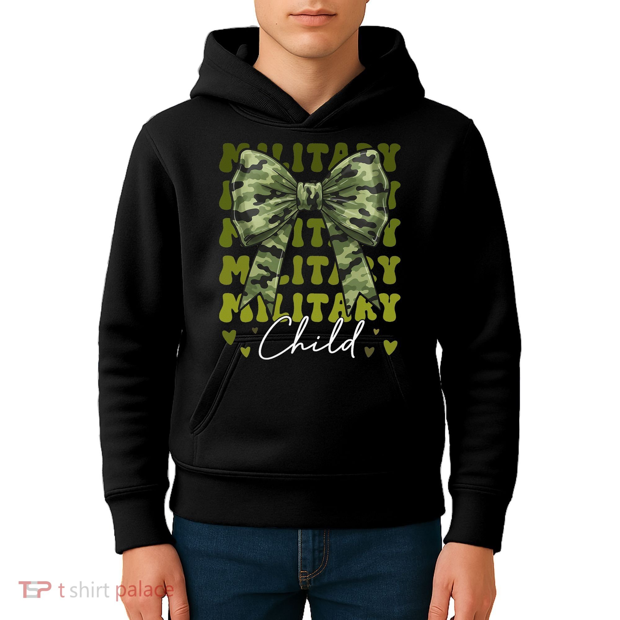 Camouflage Military Child Coquette Bow Camo Kids Hoodie