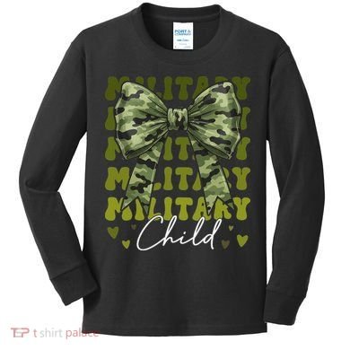 Camouflage Military Child Coquette Bow Camo Kids Long Sleeve Shirt