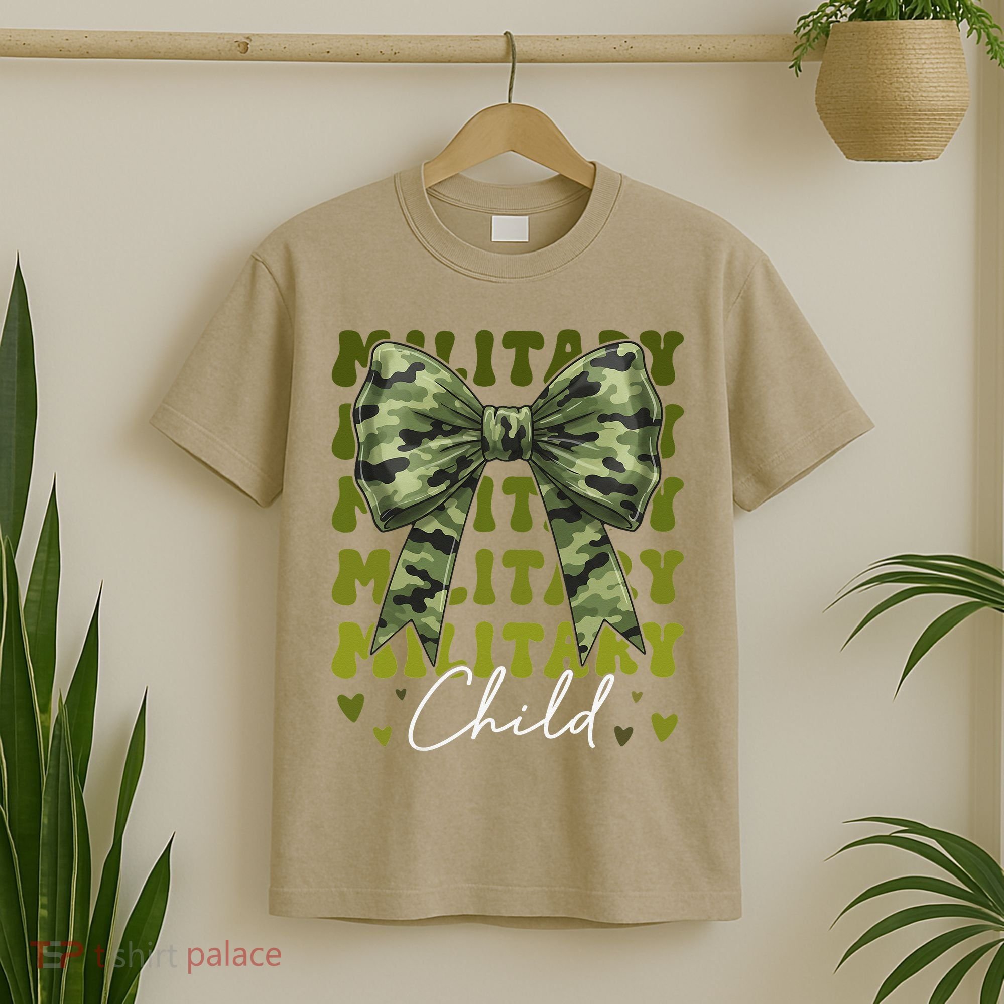 Camouflage Military Child Coquette Bow Camo T-Shirt