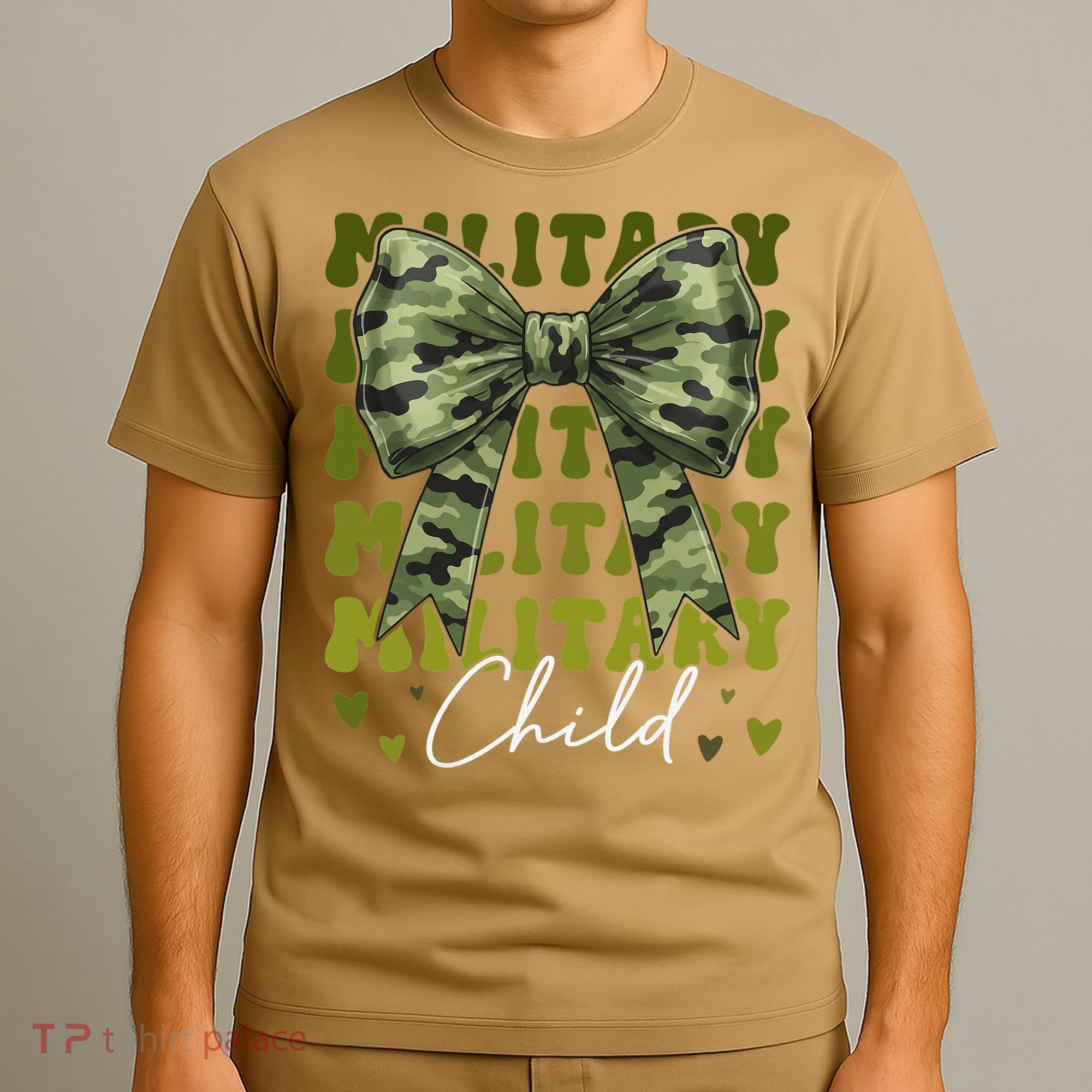 Camouflage Military Child Coquette Bow Camo T-Shirt