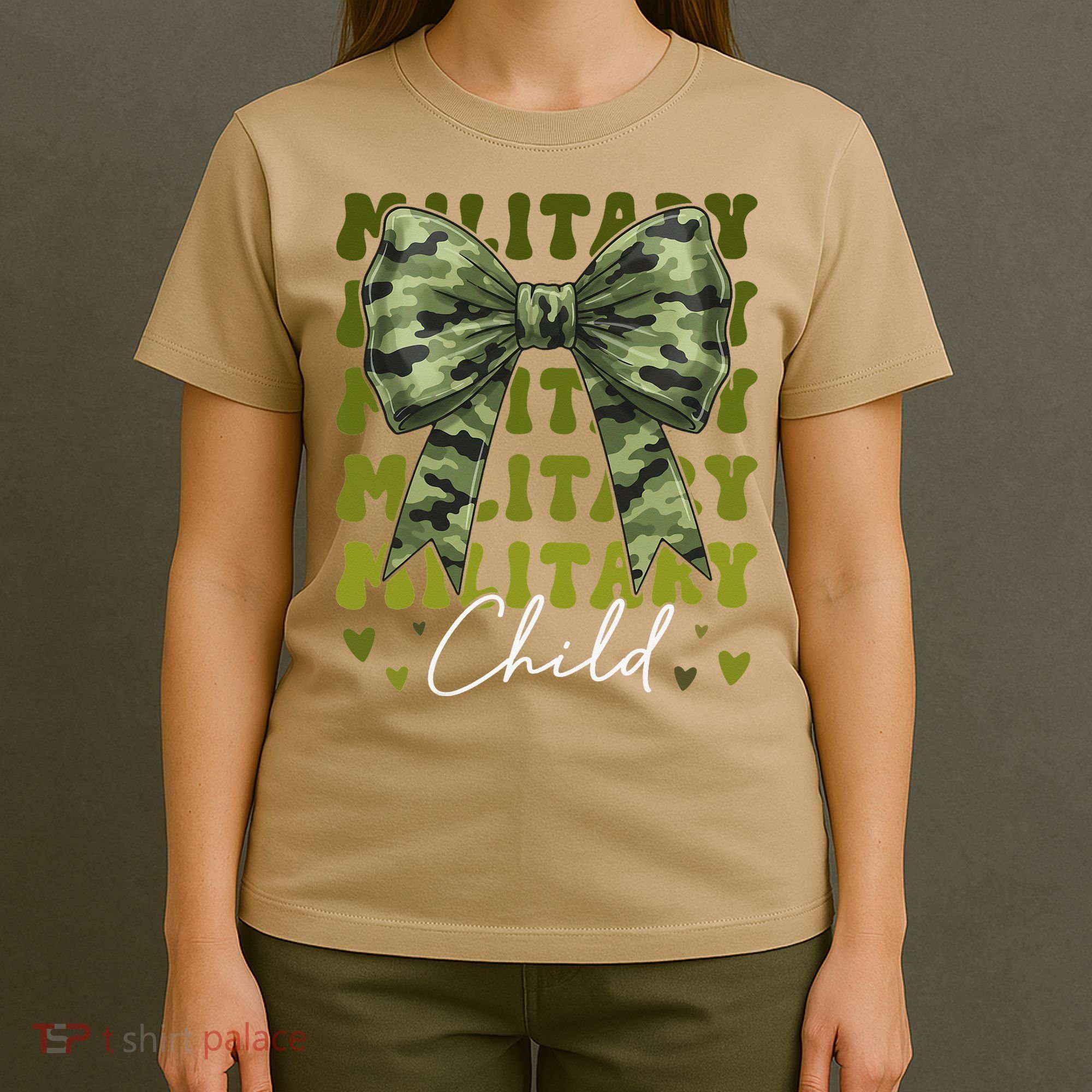 Camouflage Military Child Coquette Bow Camo T-Shirt